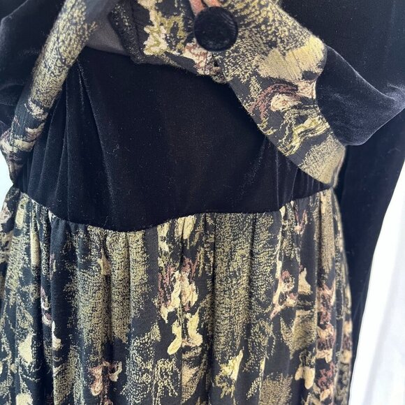 Vintage Carole Little Art Deco Boho Velvet Jacket Look Long Dress Size SMALL - Picture 6 of 10